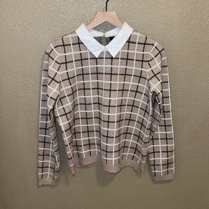 Tahari Tartan Collar Sweater